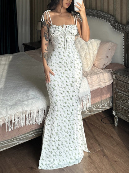 Floral Print Spaghetti Strap Maxi Dress