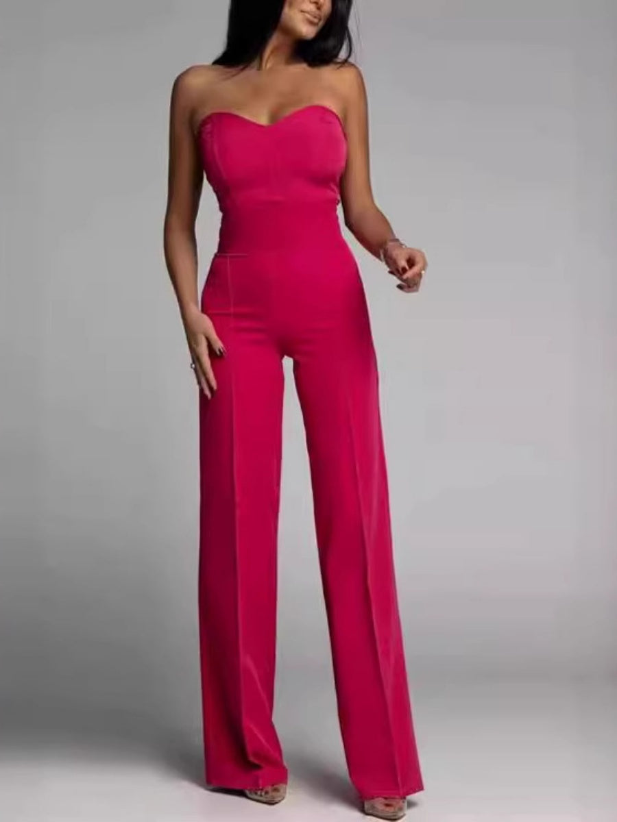 Tube Top Suit Trousers Straight-fit Leisure Sexy Jumpsuits