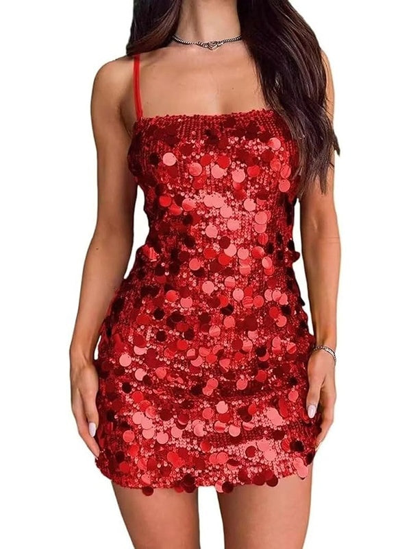 Sequined Backless Mini Dress