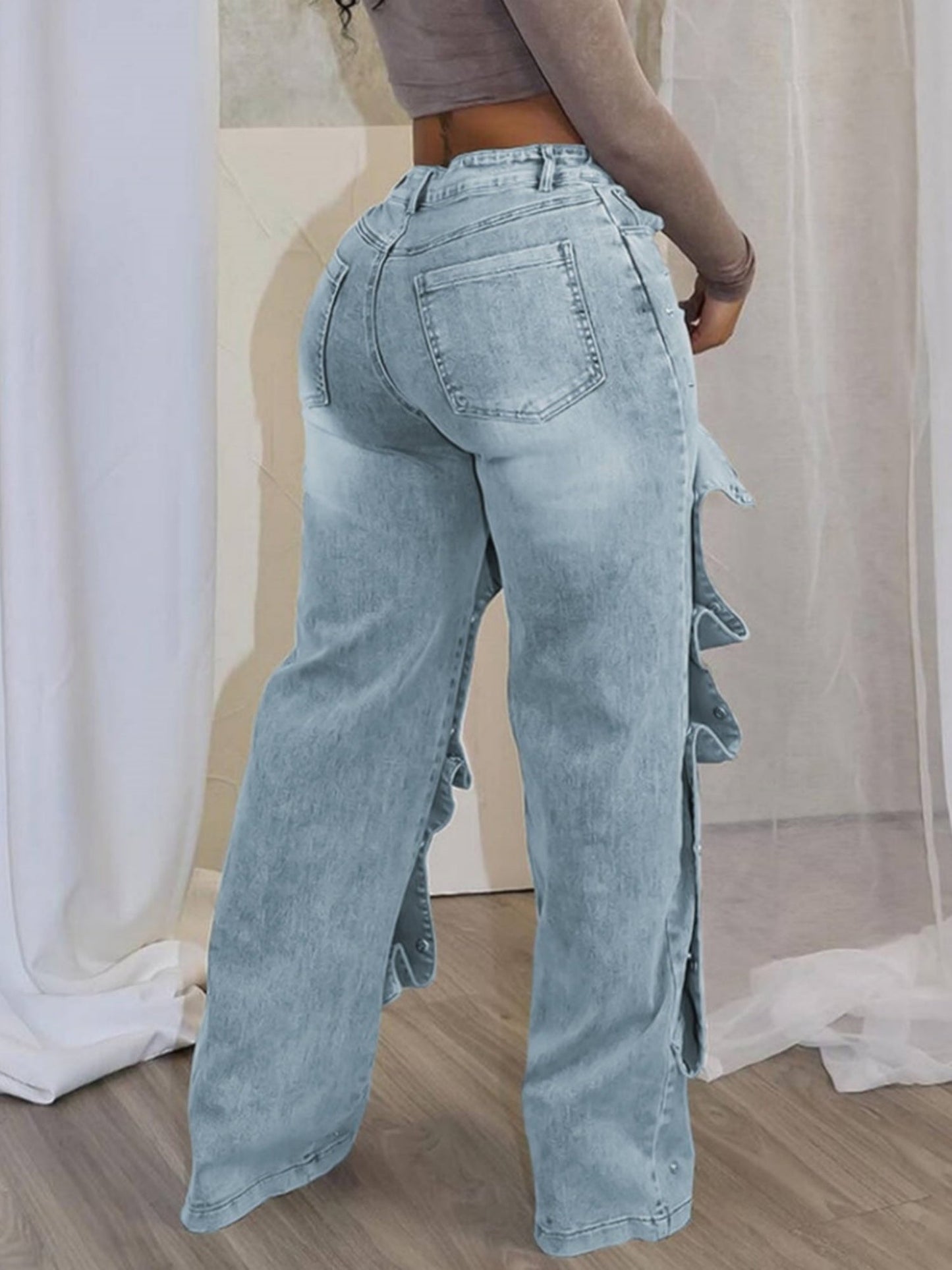 Splicing Fasteners Loose-fit Jeans