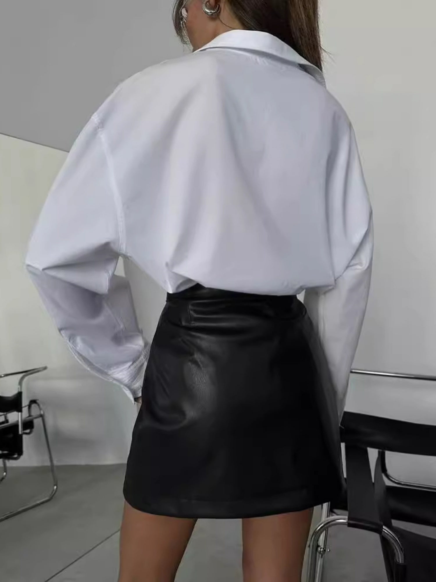 PU Leather Double Zipper High-waisted Hip-hugging Short Skirt Skirts