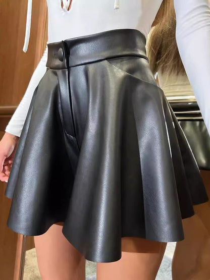 PU Leather High-waisted Culottes
