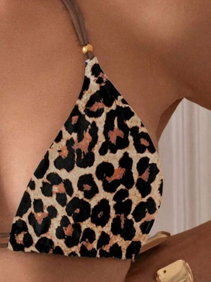 Leopard Print Halter Bandage Set 2-piece Sets Bikinis