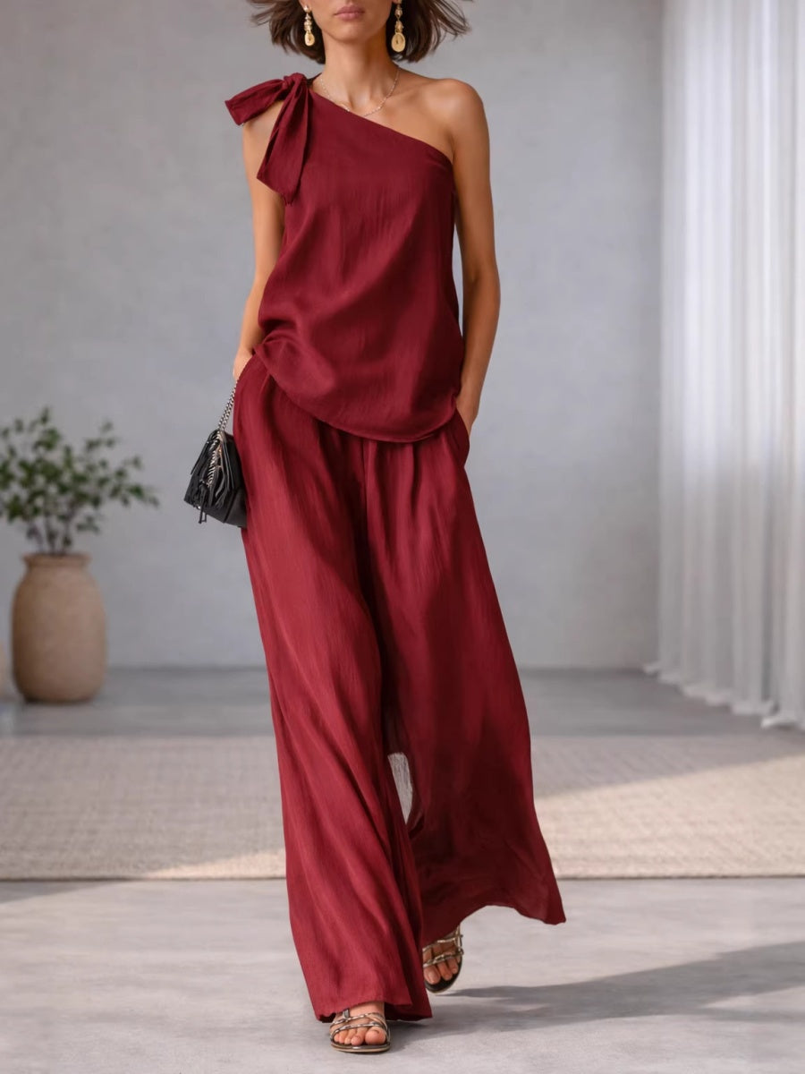 Bandage Jacket Wide-leg Pants Set 2-piece Sets