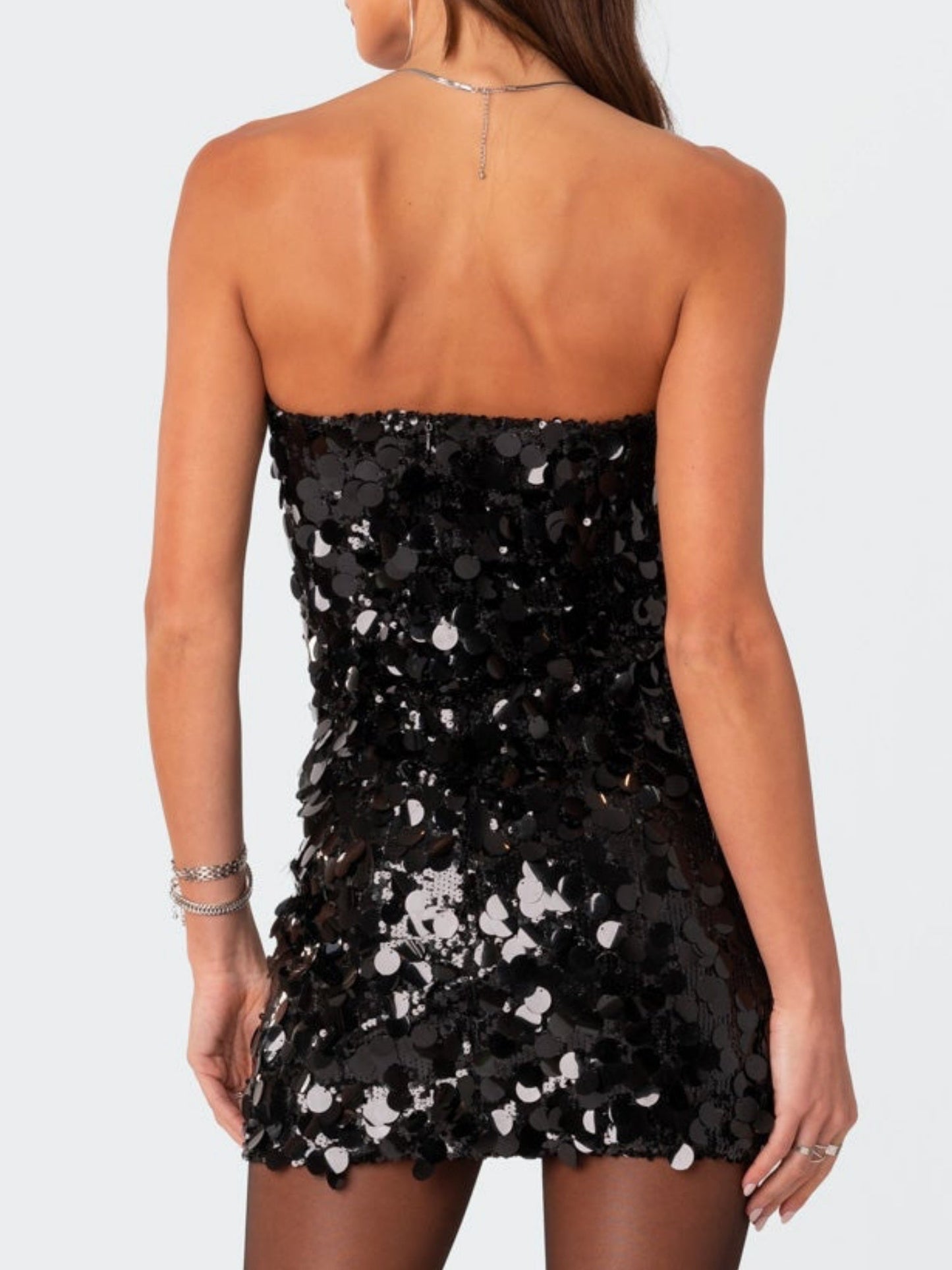 Sequins Strapless Backless Mini&Short Dresses