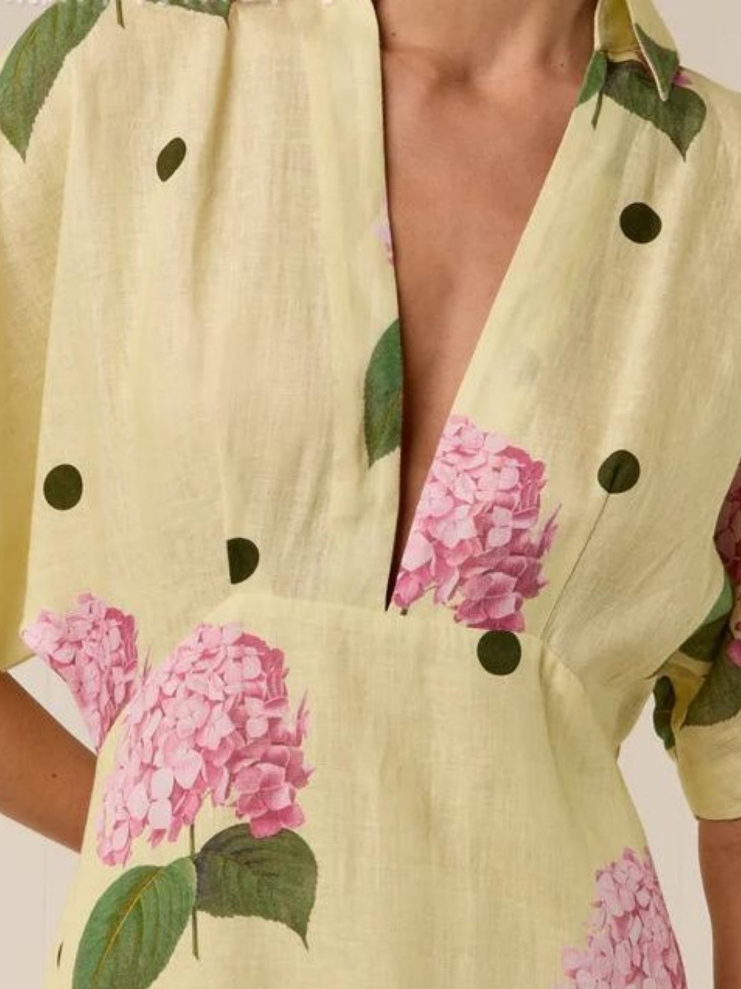 Printed V-neck Short Sleeve Waist Shaping Maxi Dresses