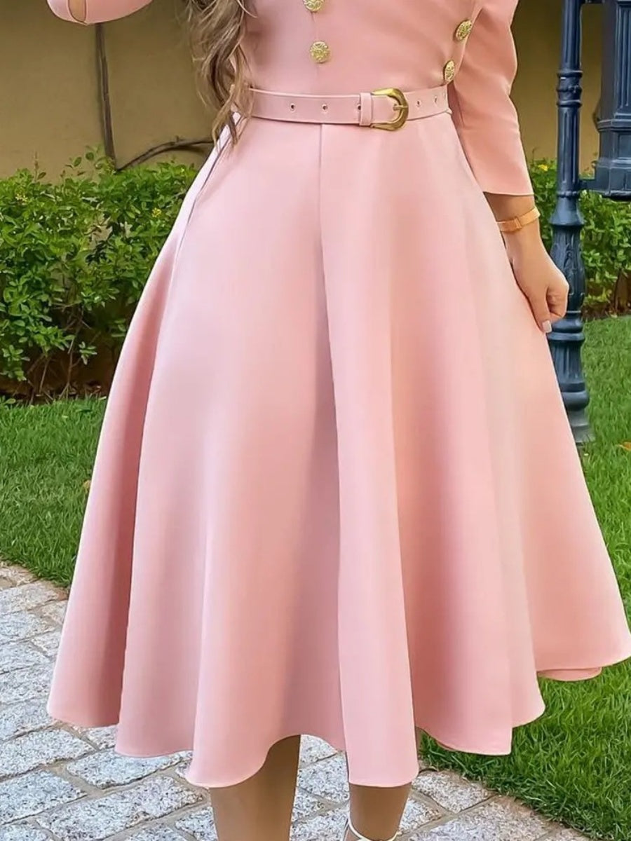 Lapel Trench Dress Commuting Grace Midi Dresses