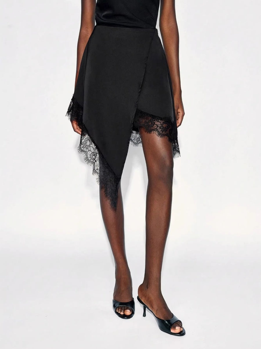 Lace Stitching A-shaped Arrangement Irregular Skirts