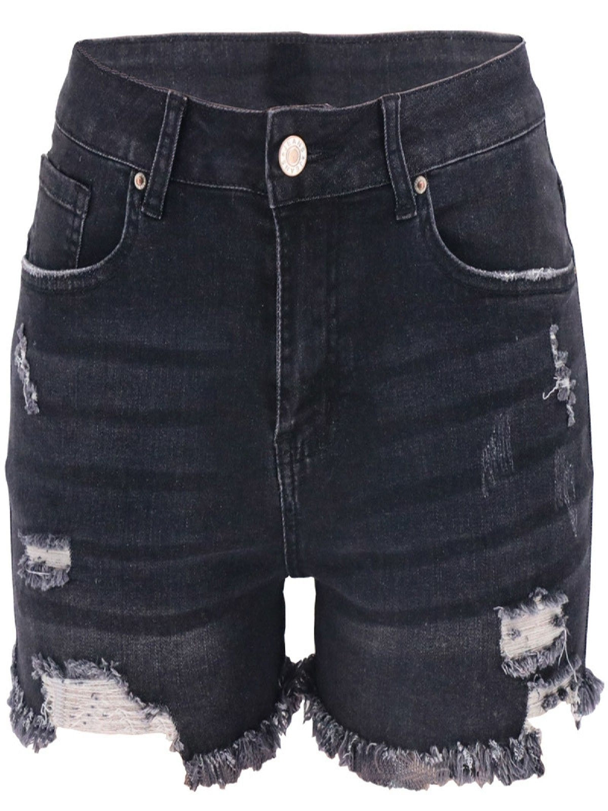 Hole Tassel High-waisted Stretch Washed Jeans