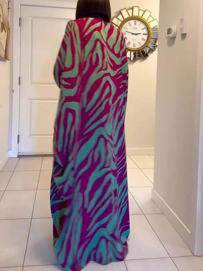 Printed Cloak Cardigan Leisure Robe Maxi Dresses