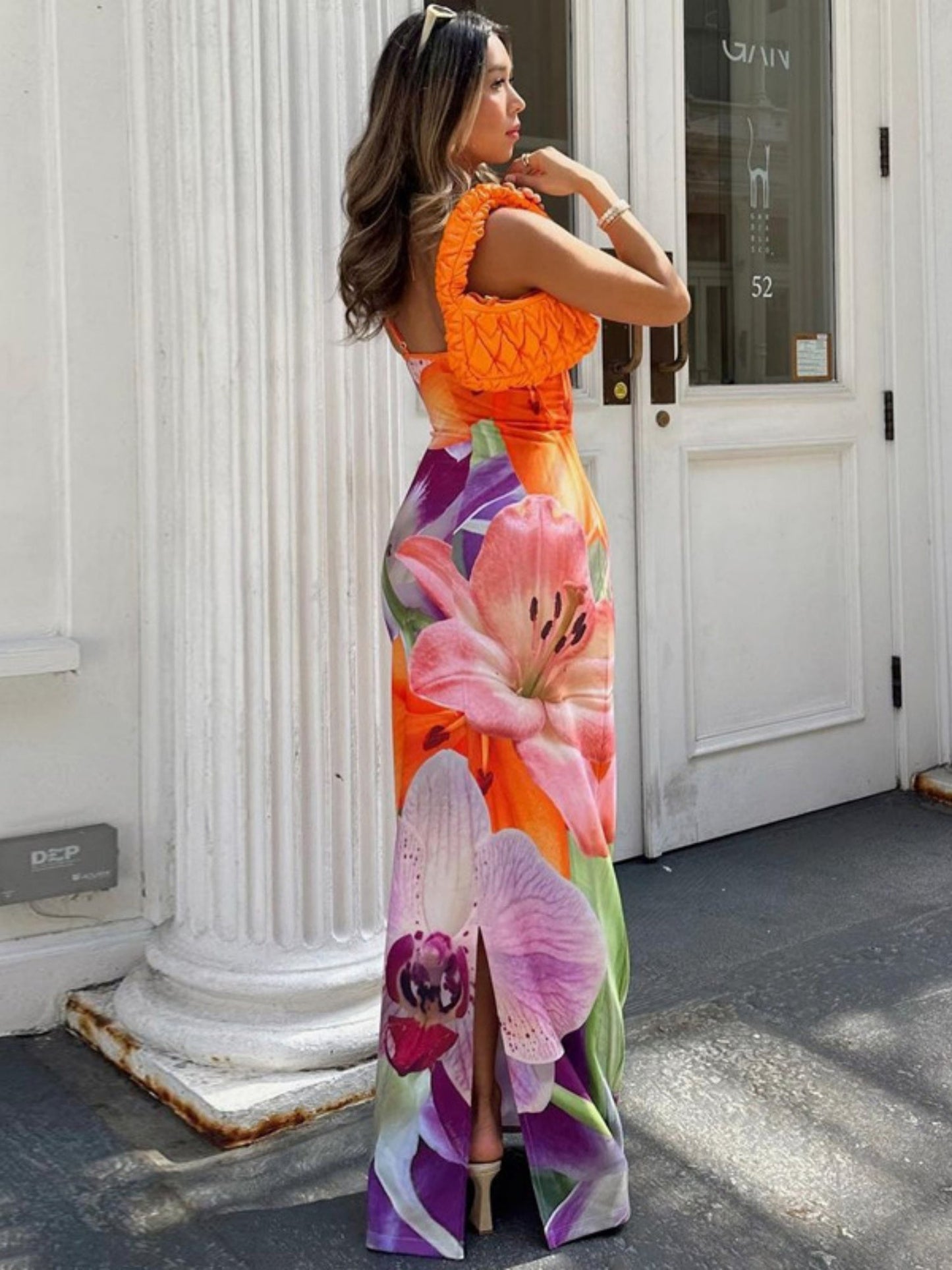 Floral Print Suspenders Maxi Dresses
