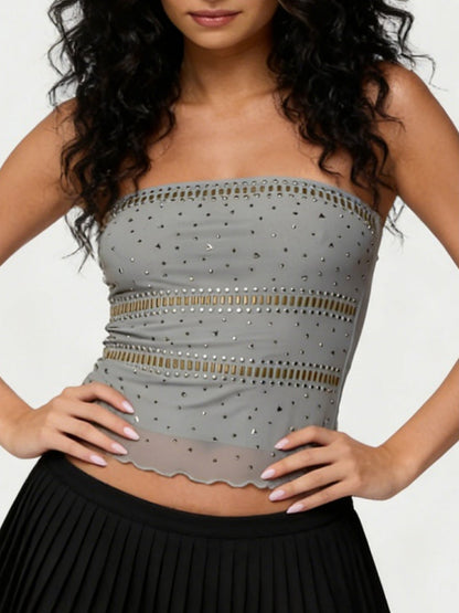 Rhinestone-studded Beading Strapless