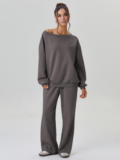 Asymmetrical Shoulder Design Sporty Casual Fashion 2-piece Sets