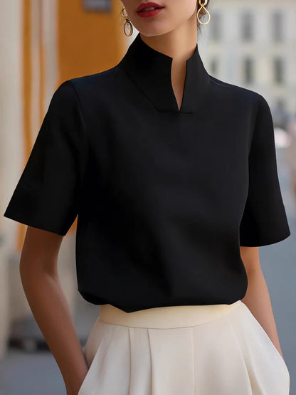 Stand Collar Short Sleeve Jacket Grace Shirts