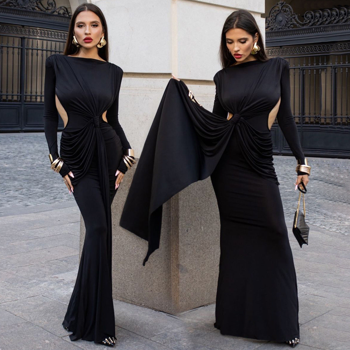 Gracing Date Bodycon Dress - Black
