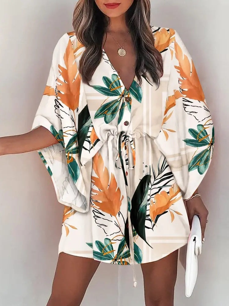 V-neck Tie For A Casual Vacation Look Mini&Short Dresses