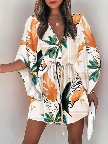 V-neck Tie For A Casual Vacation Look Mini&Short Dresses