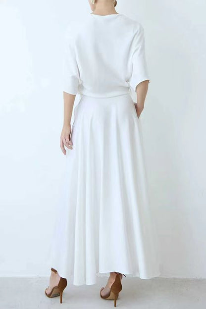 Half Sleeves Split Pocketed Maxi Dress