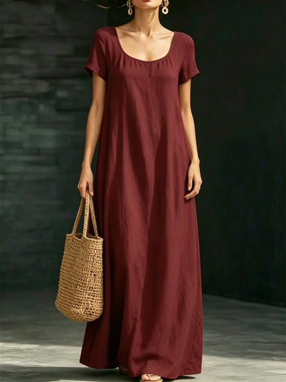 Solid Color Midi Dress