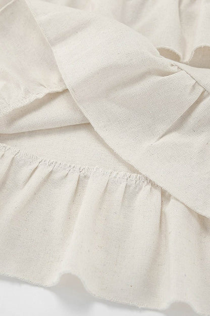 Halter Neck Tiered Cotton Linen Mini Dress