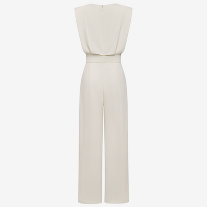 Women's High Neck Sleeveless Belted Jumpsuit – Tailored Formal Wear