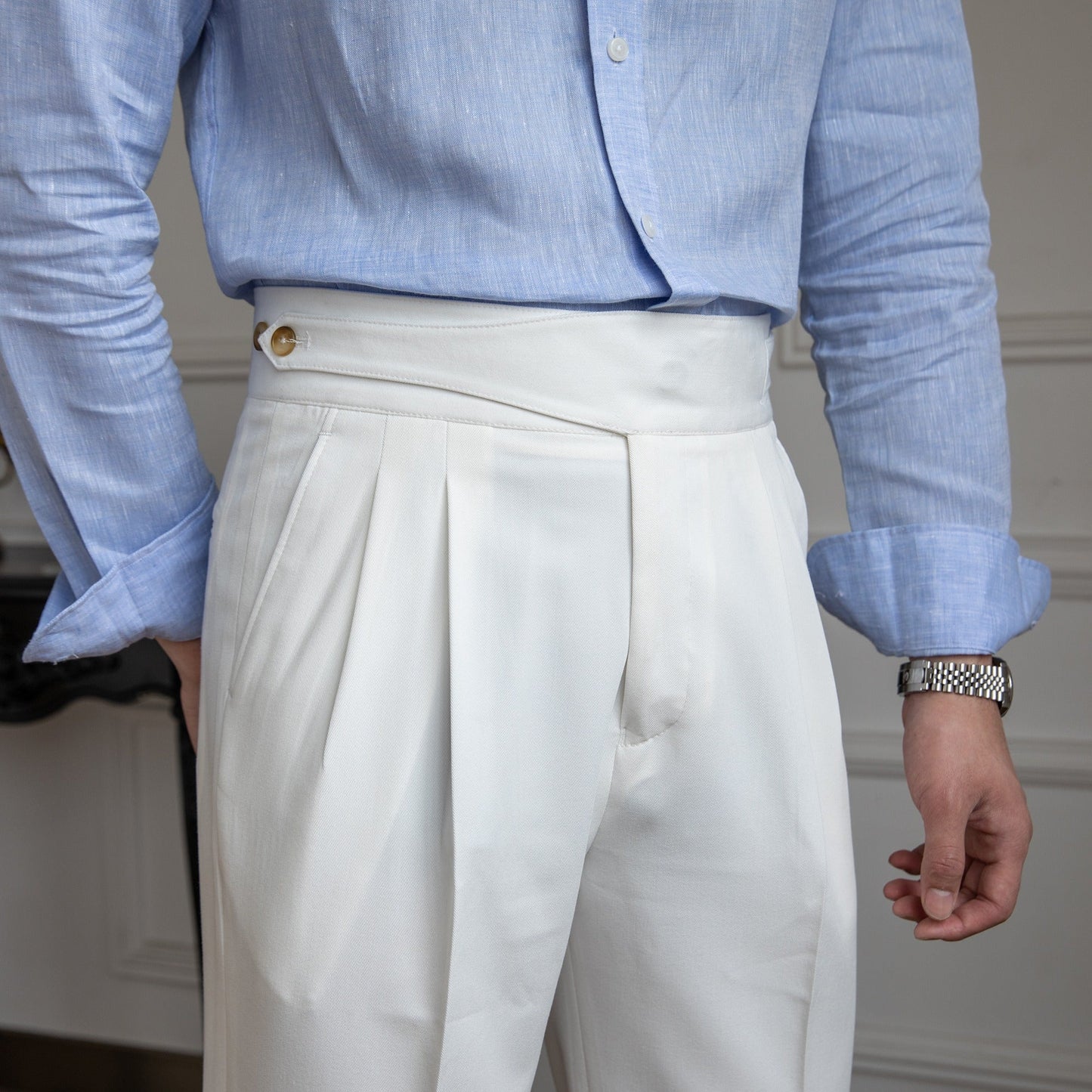 High Waist Pleated Trousers | Straight Leg | Maison Collection
