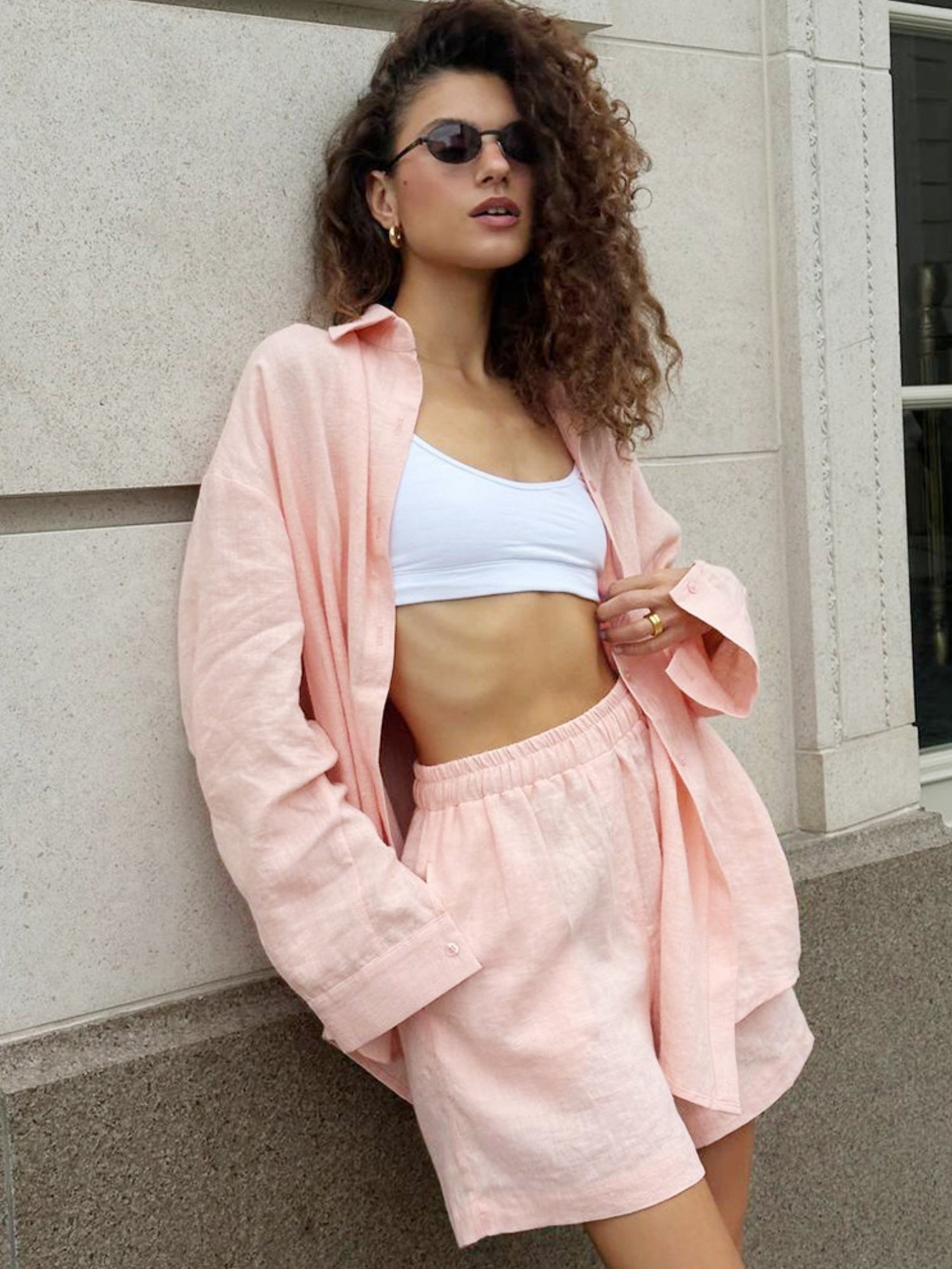 Long-sleeved Cardigan Shorts 2-piece Sets
