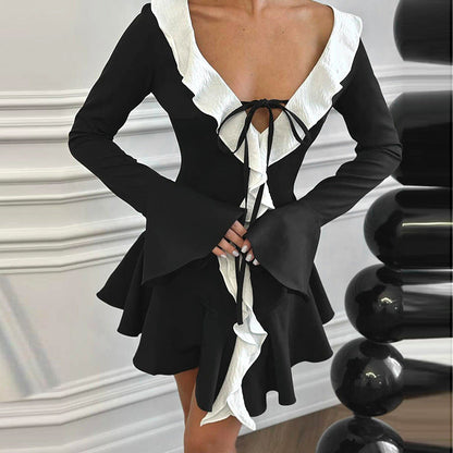 Ruffle Charm 2.0 Mini Dress - Black