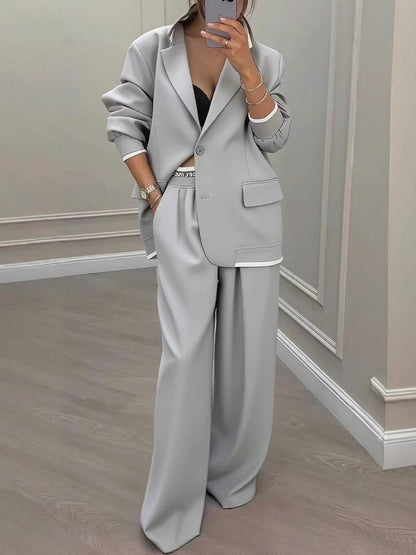 Leisure Wide-leg Pants Suit Commuter Suit 2-piece Sets