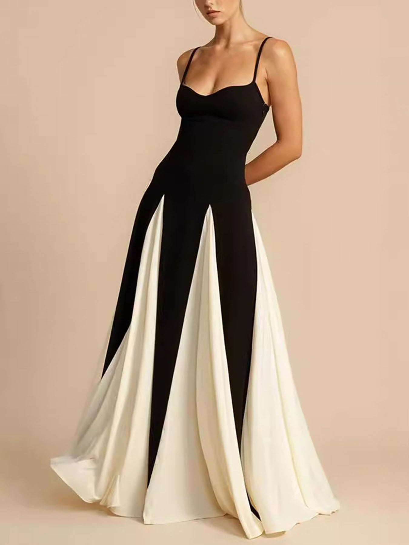 Slim Contrast Strap Dress