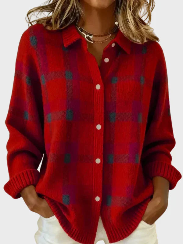 The Victoria — Plaid Knit Cardigan