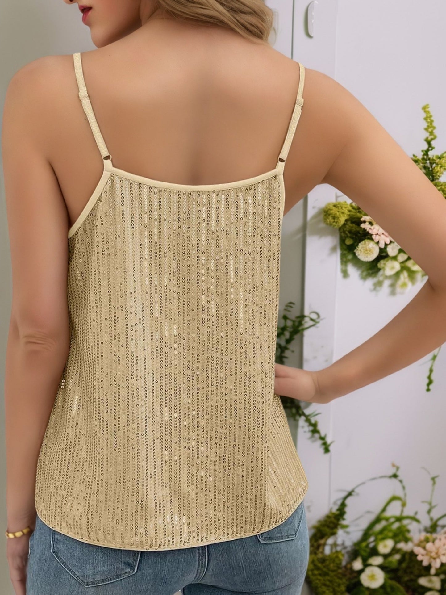 Sequins Metal Buckle Camisoles