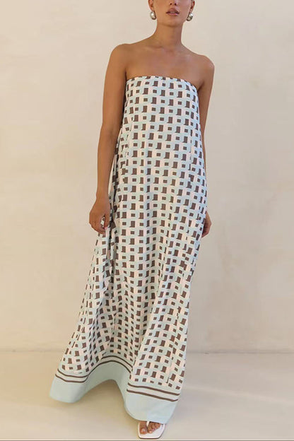 Margovil Strapless Color Block Loose Fit Maxi Dress