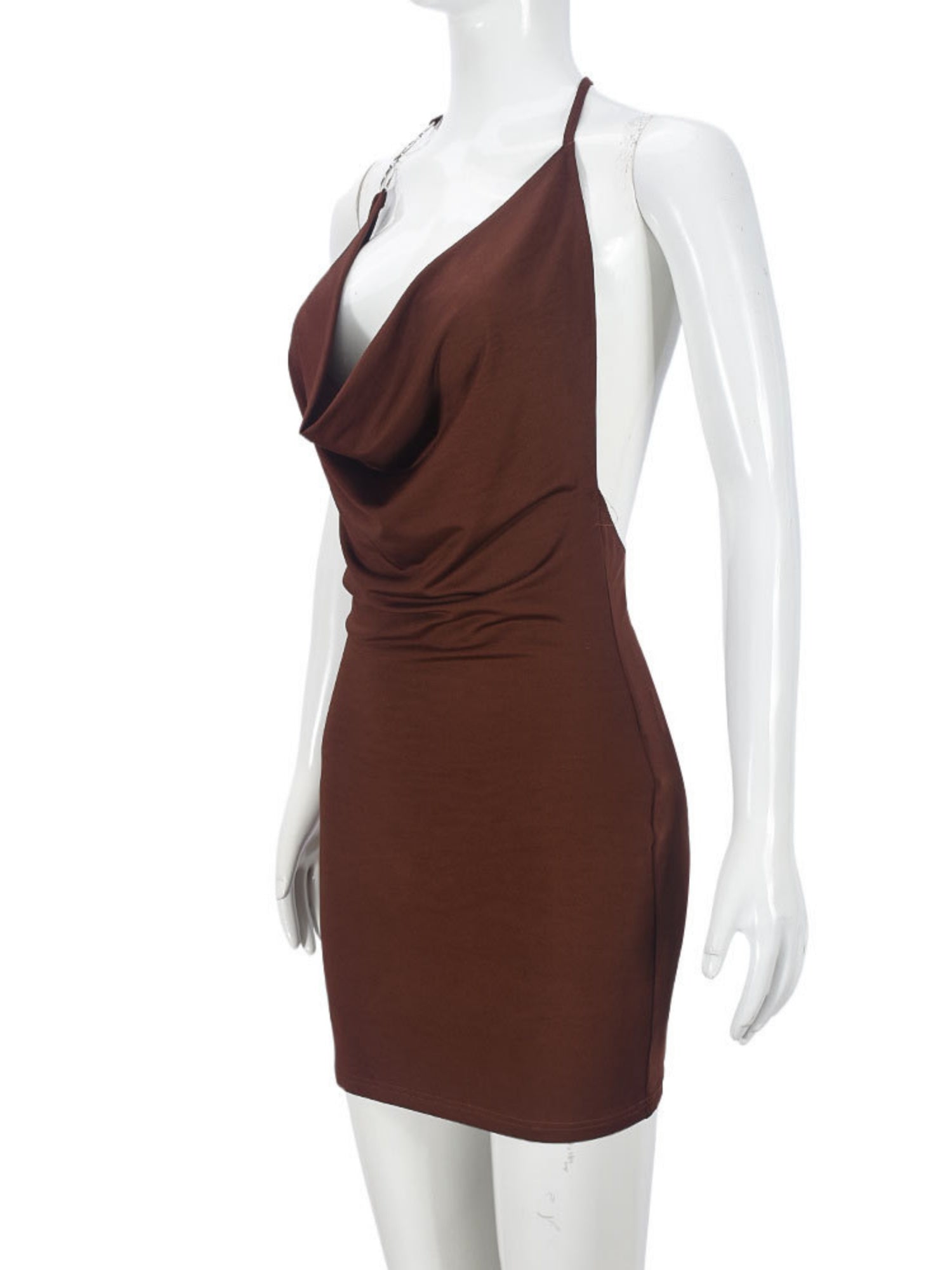 Deep V-neck Exposed Backpack Buttocks Camisoles Mini&Short Dresses