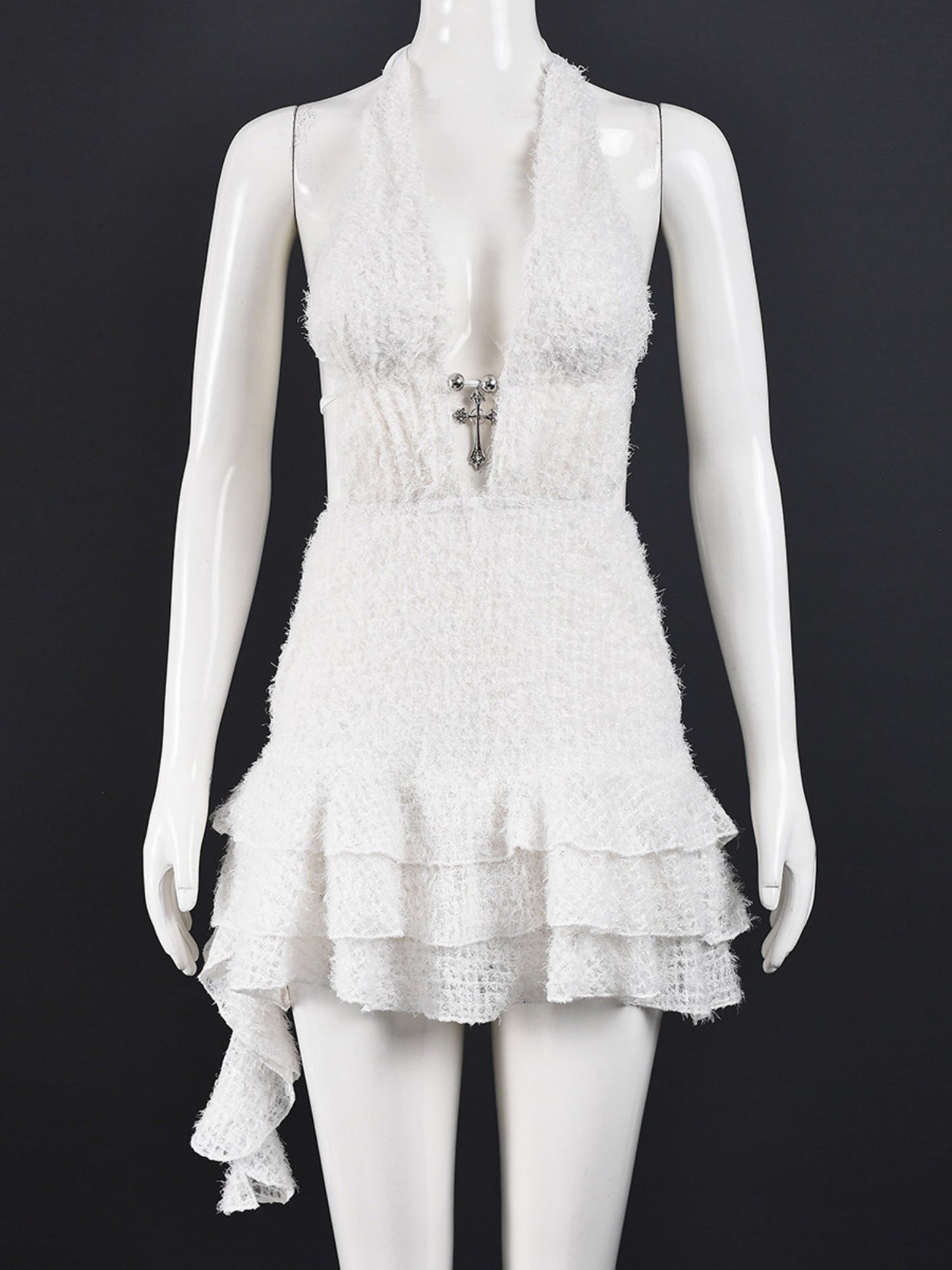 Hollow Out Deep V Neck Strap Tutu Backless Mini&Short Dresses