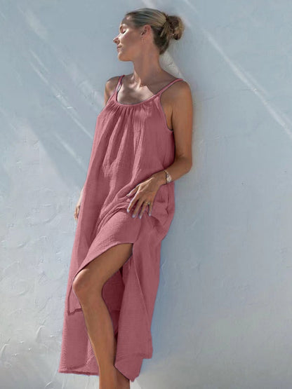 100% Cotton Temperament Camisoles Loose-fit Home Vacation Mini&Short Dresses