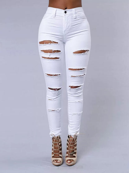 Hole Stretch Slimming Pencil Pants Jeans