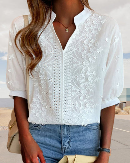 Samantha | Women V Neck Puff Sleeve Blouse