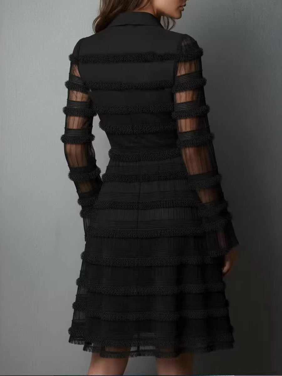 Turtleneck Tight Fit Temperament Slit Formal Dress Maxi Dresses