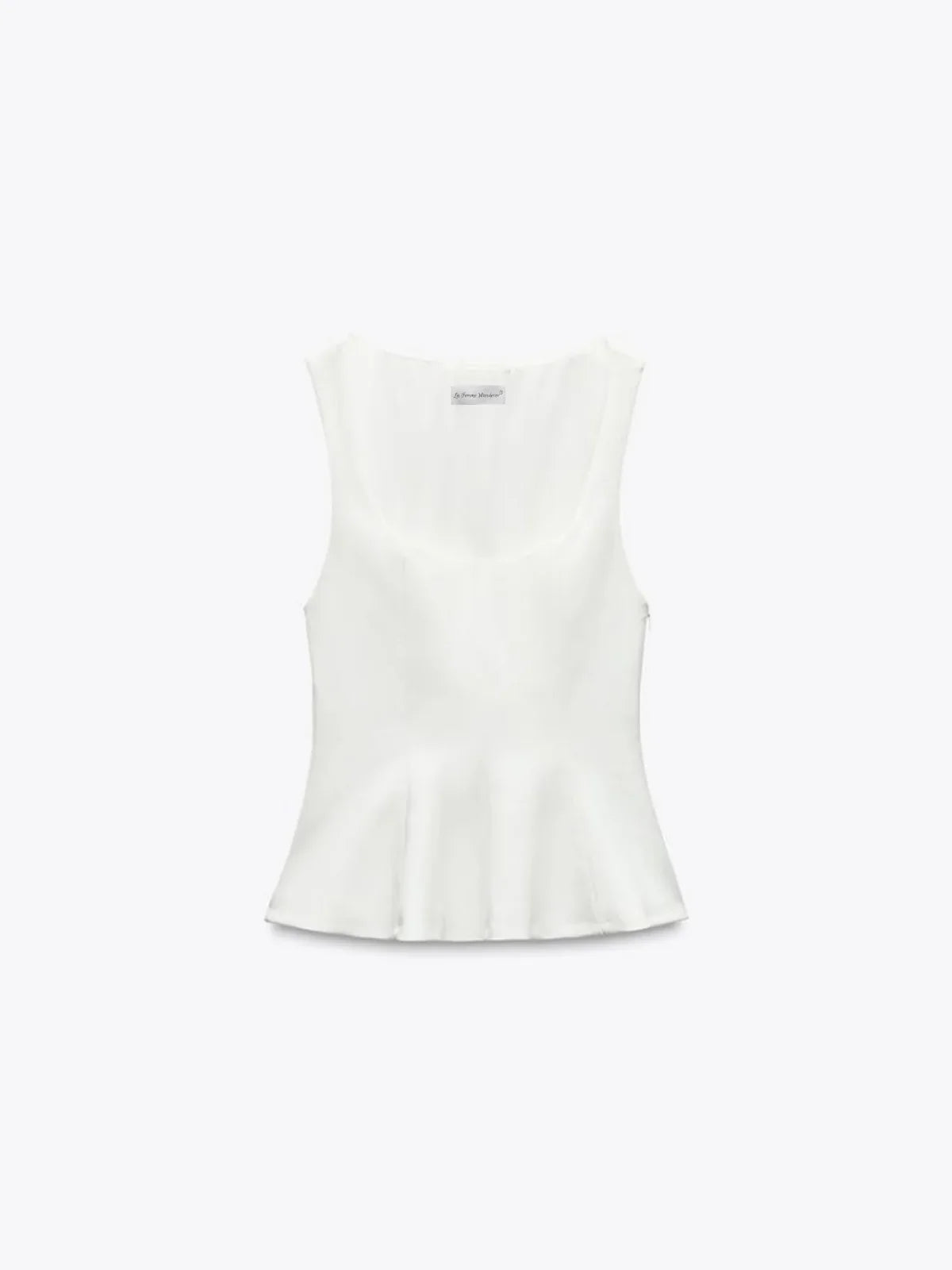 Slim-fit Square Collar Sleeveless Peplum Top