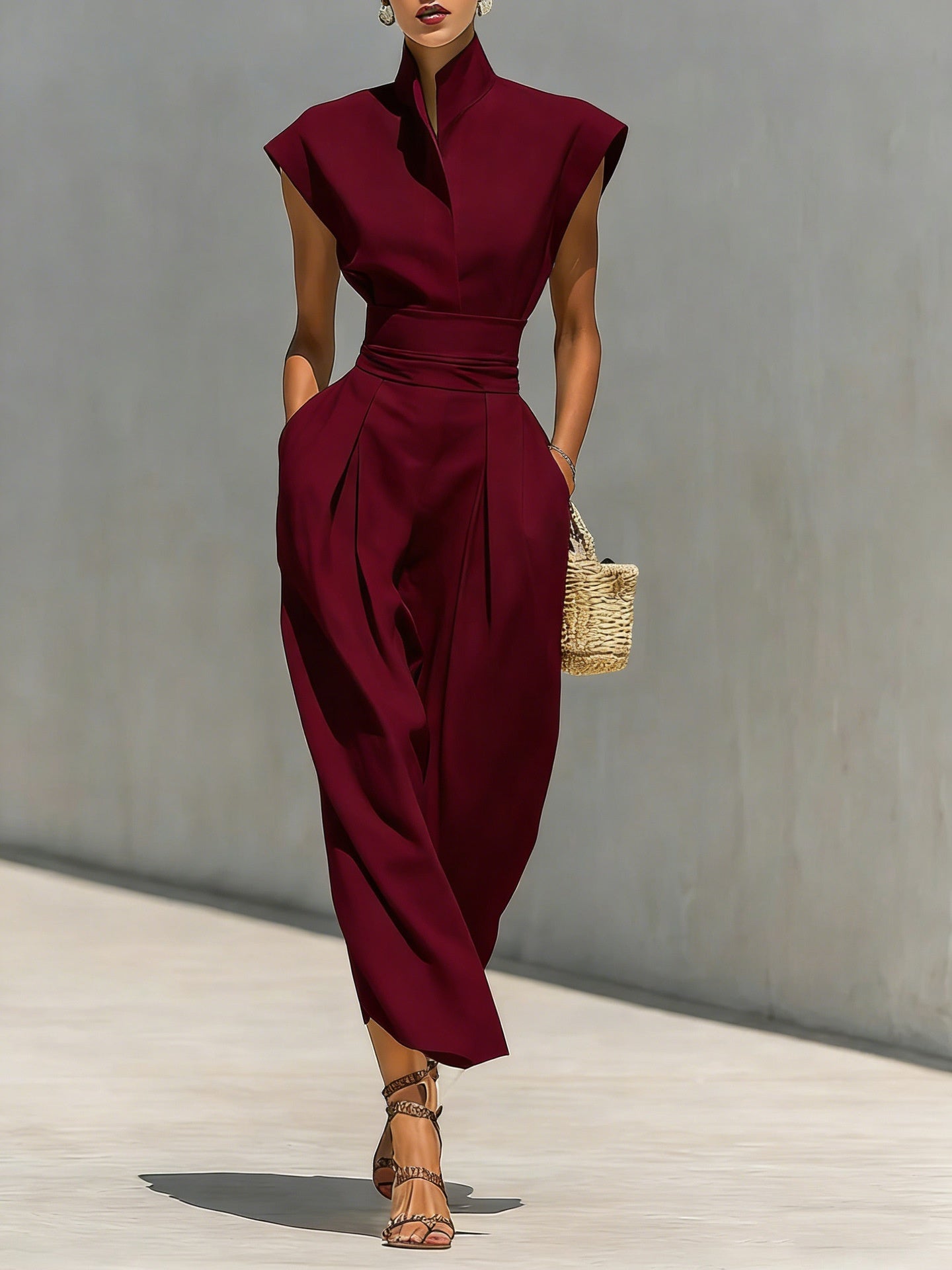 High Neck, Loose Fit, Sleeveless Maxi Dresses