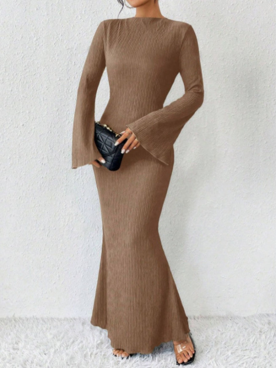 Hip-hugging Long Sleeve Slim-fit Maxi Dresses