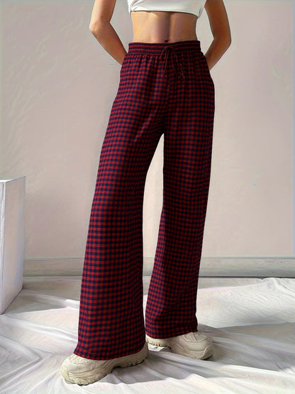 Plaid Lace Up Loose-fit Pants