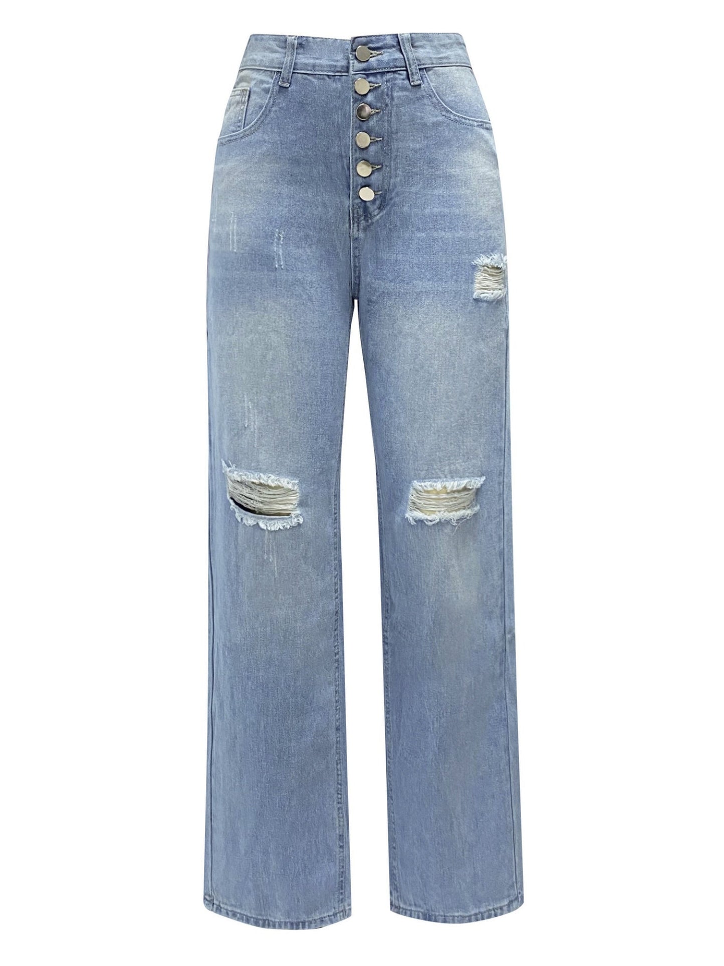 Hole Washed Loose-fit Jeans
