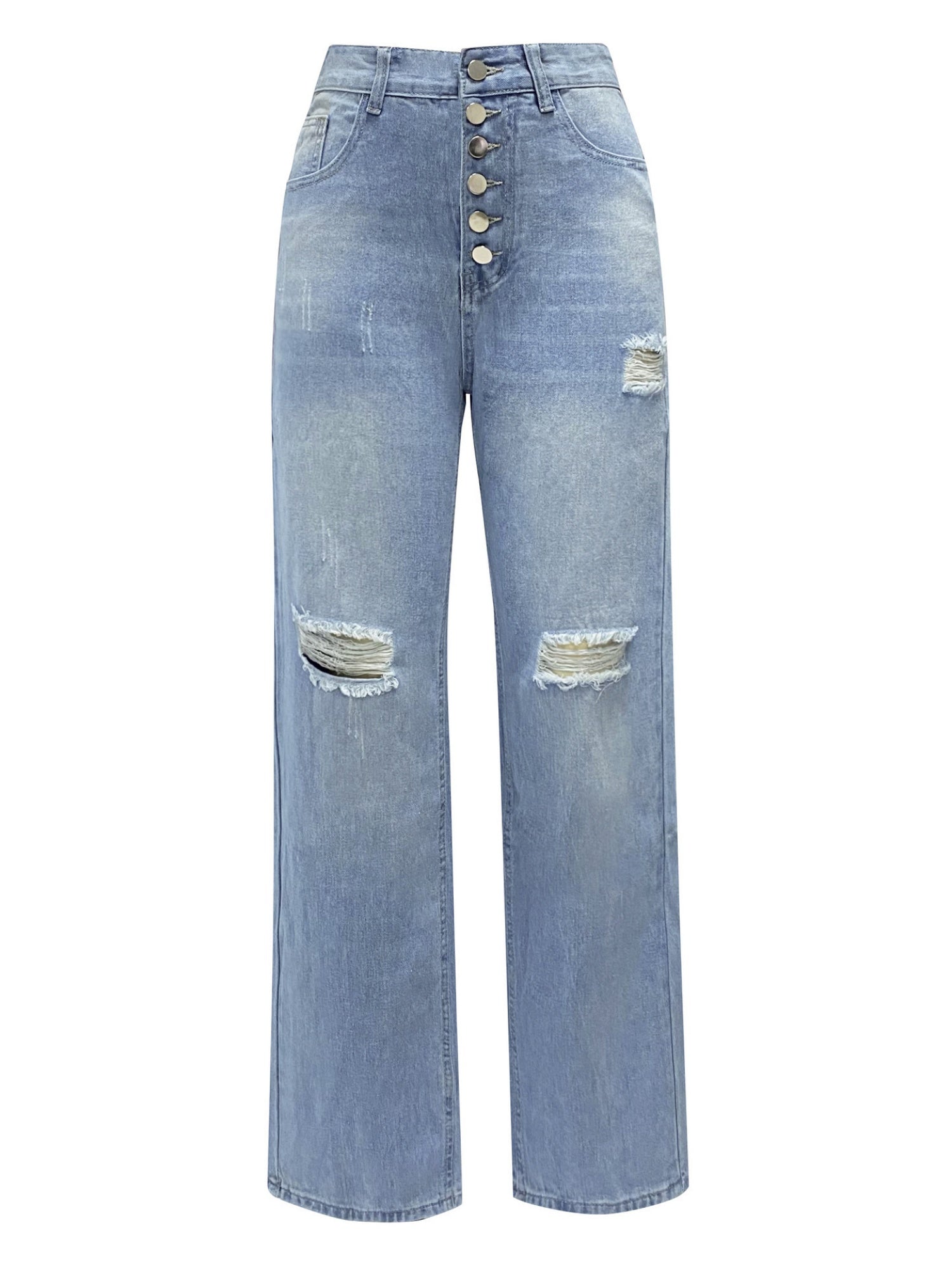 Hole Washed Loose-fit Jeans