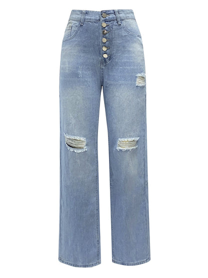 Hole Washed Loose-fit Jeans