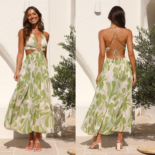 Everbloom Halter Dress - Green