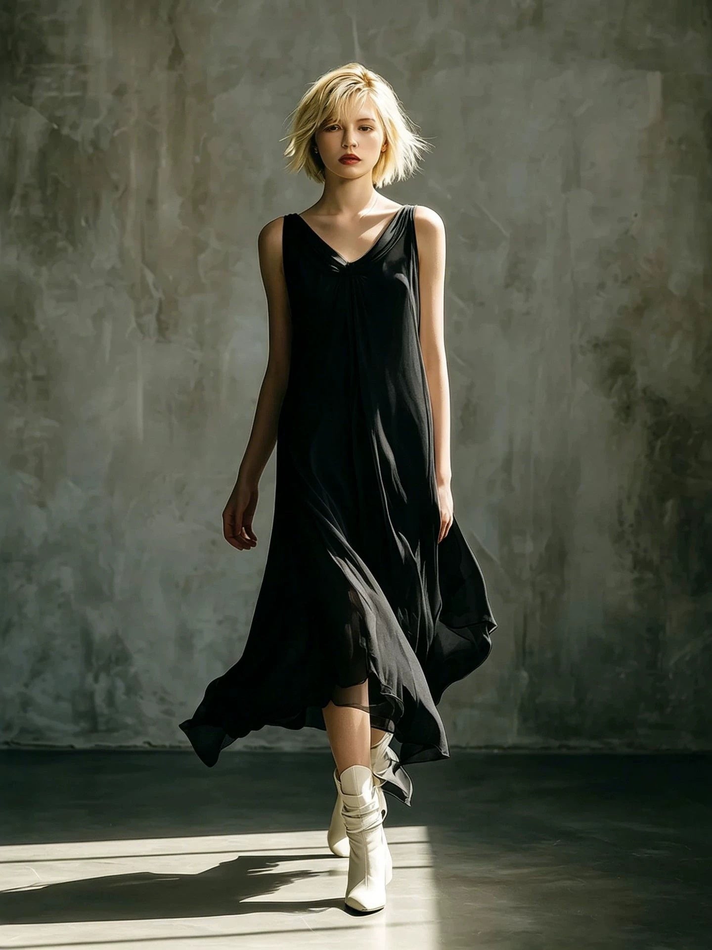 V-neck Sleeveless Chiffon Long Dress
