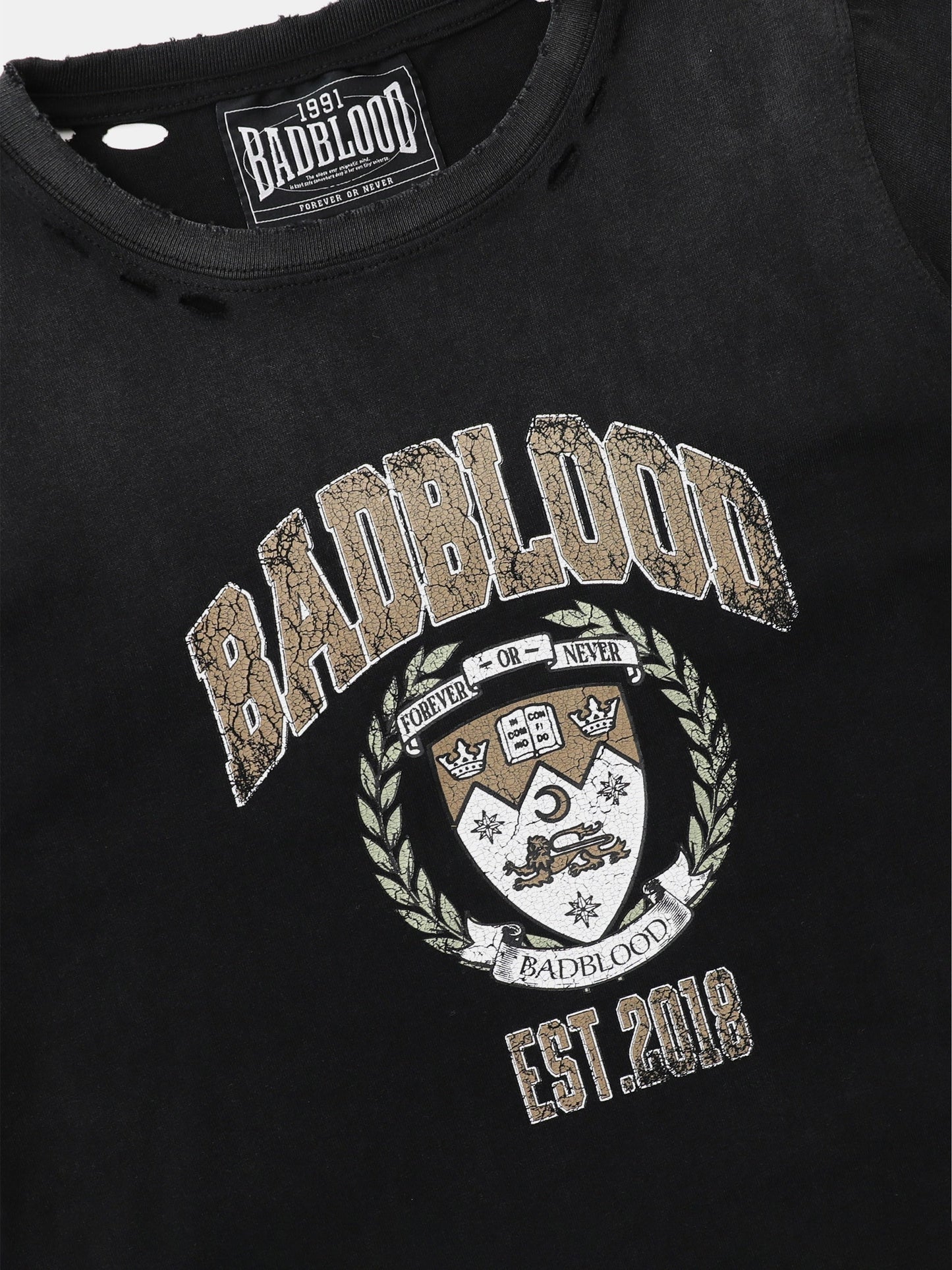 BADBLOOD Work Shop Printed Distressed T-shirts