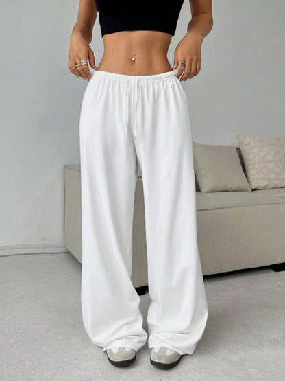 Elastic Waistband Lace Up Wide-leg Pants